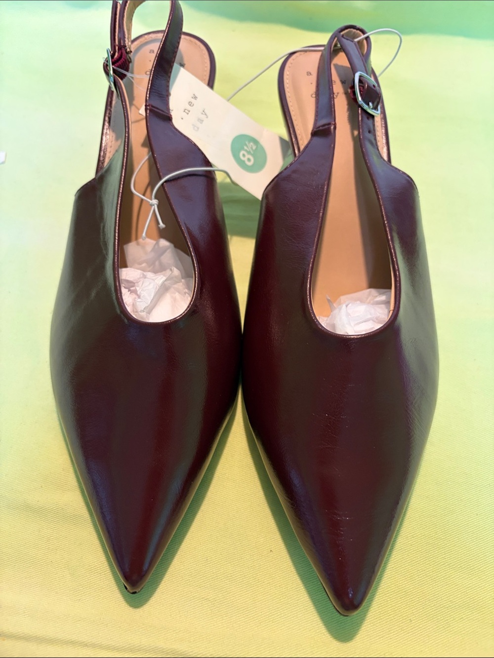 a new day Women's Pointed Slingback Mules in Burgundy